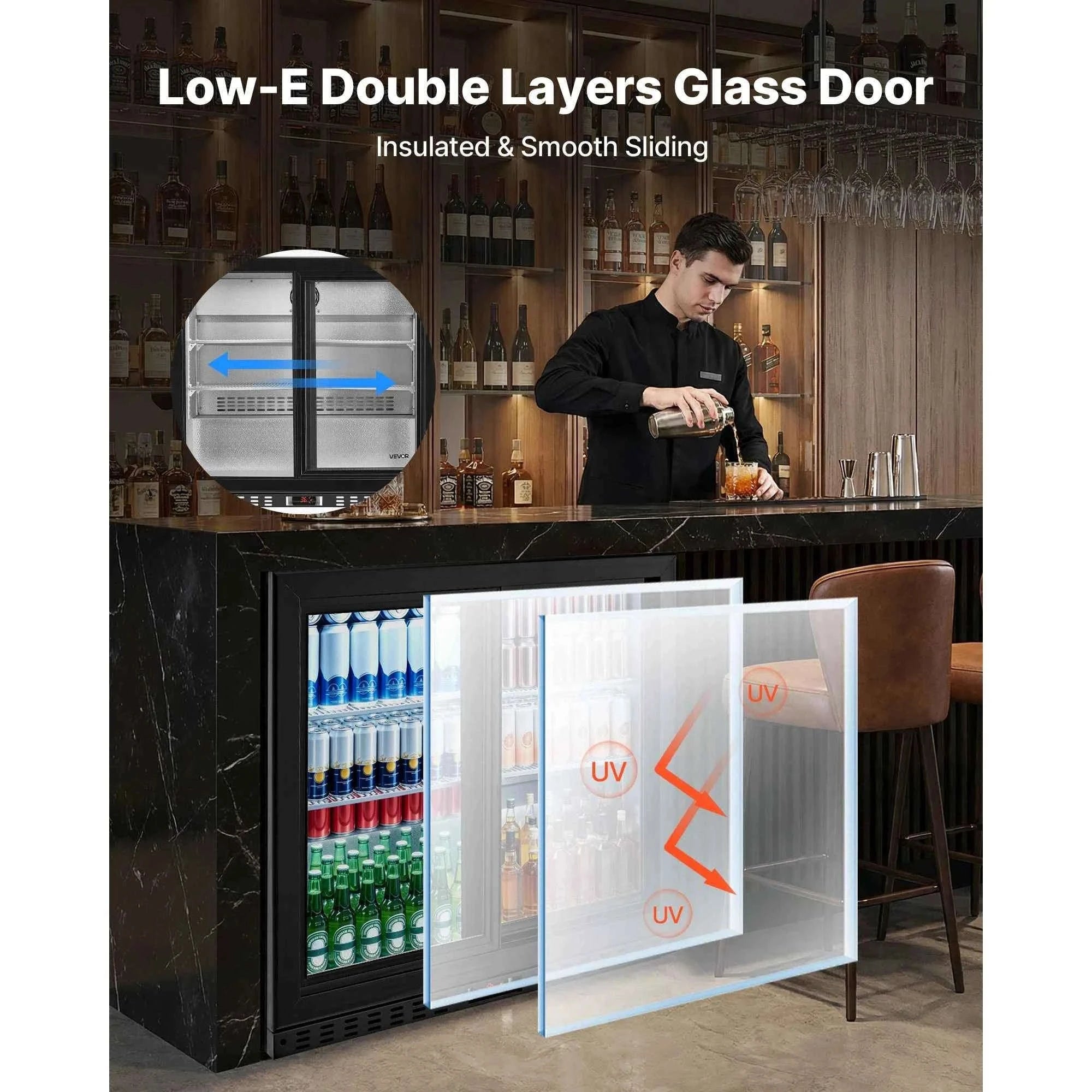 7.4/11.4 Cu. Ft. Back Bar Cooler with LED Lighting-11.4 Cu.ft. TypeA / United States