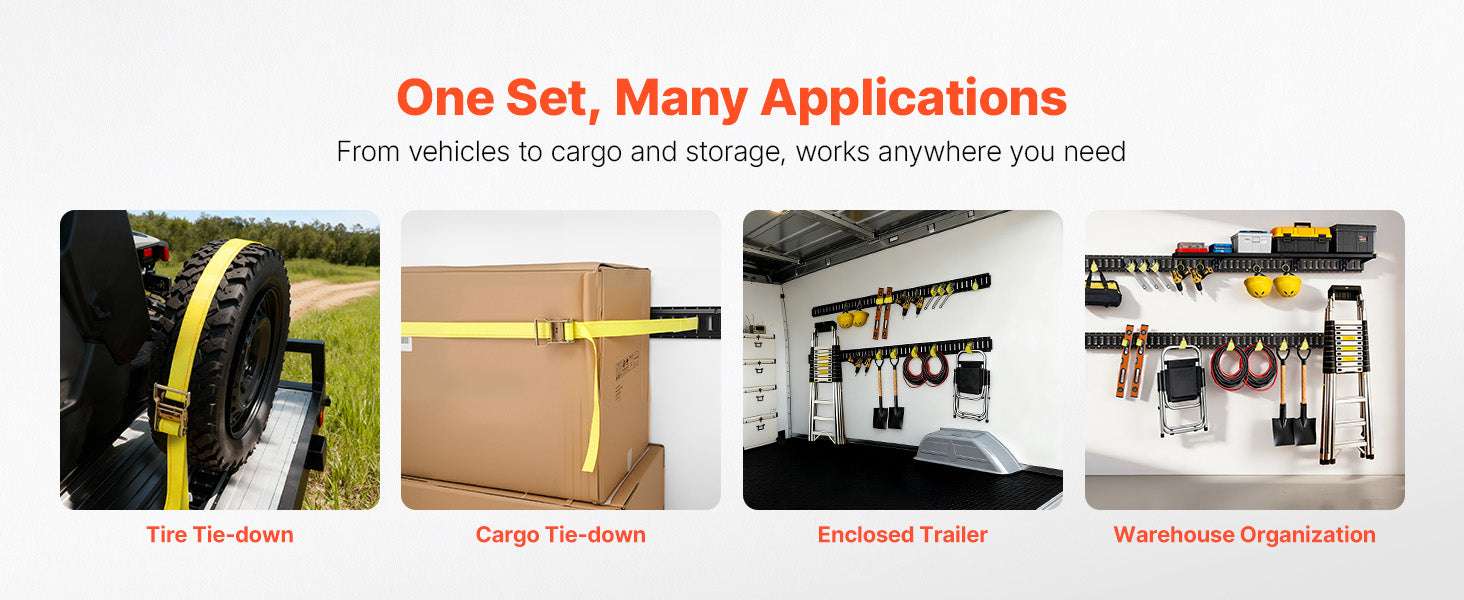 7.7 ft E-Track Tie-Down Rail Kit with Straps & Anchors (4 Pack)-4 Pack / United States