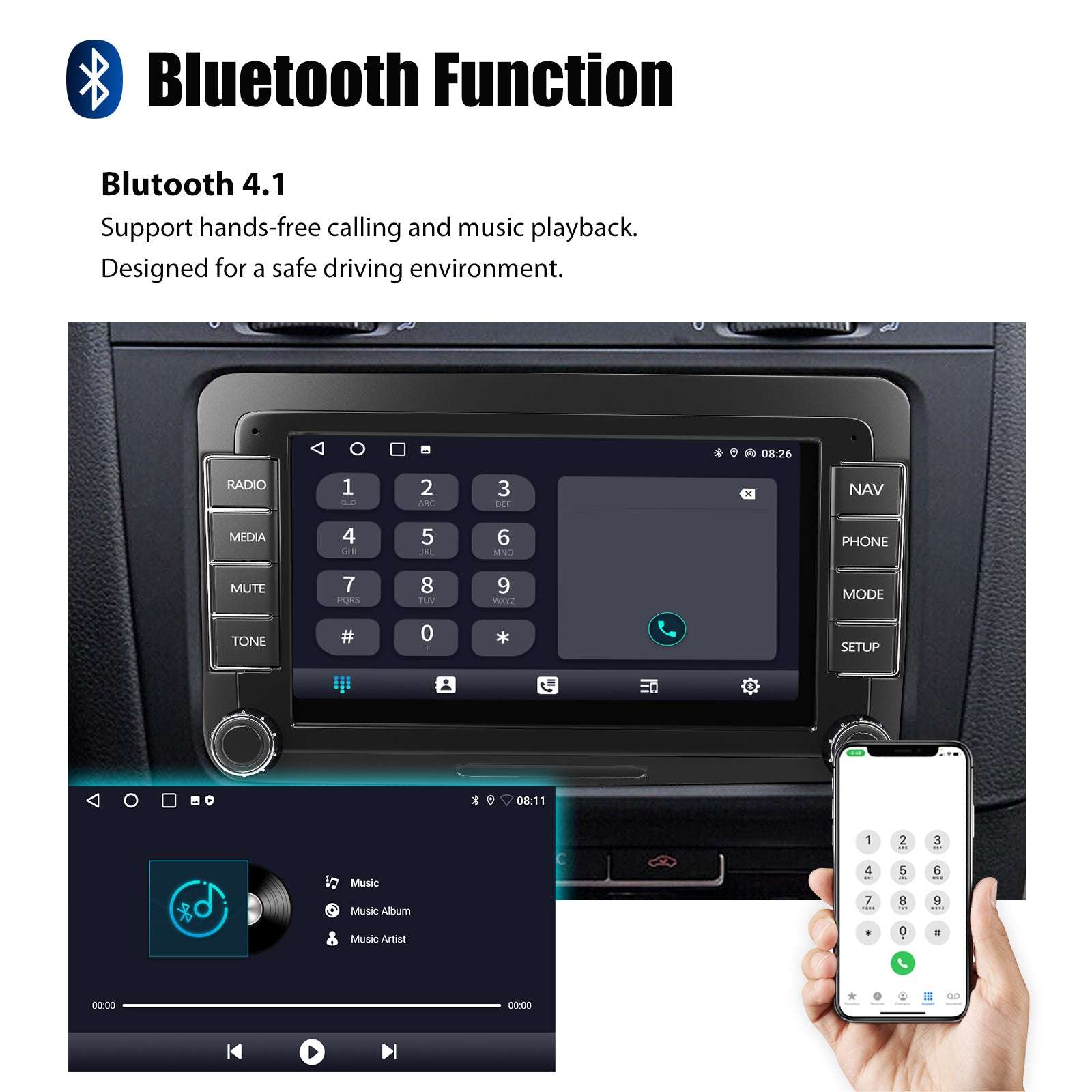 7" Android 14 Car Stereo for VW with CarPlay, GPS & Voice AI-1-32 Carplay / GERMANY / Quad Core