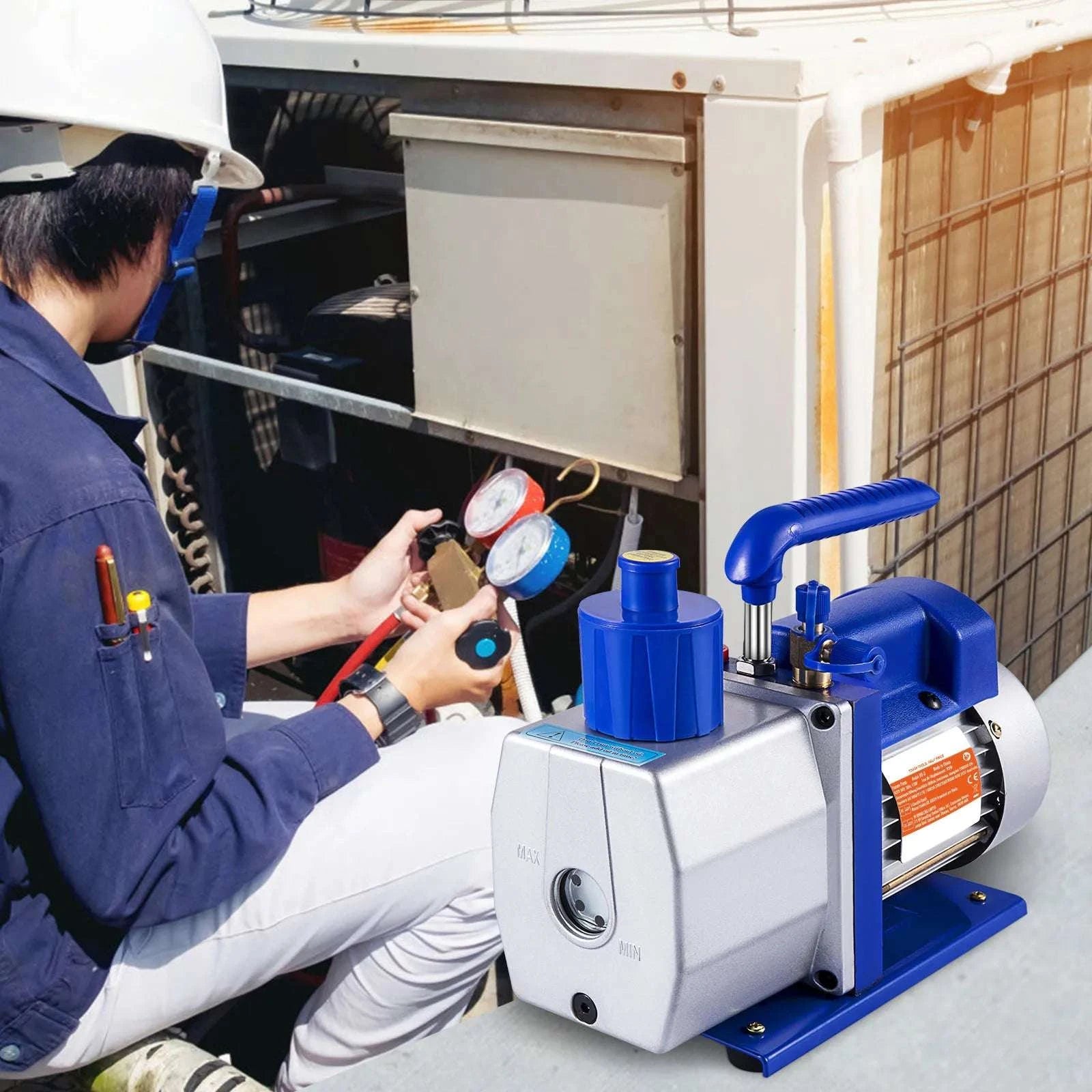 7 CFM Vacuum Pump 1/3 HP Single Stage for HVAC AC Refrigerant-7 CFM / US / United States