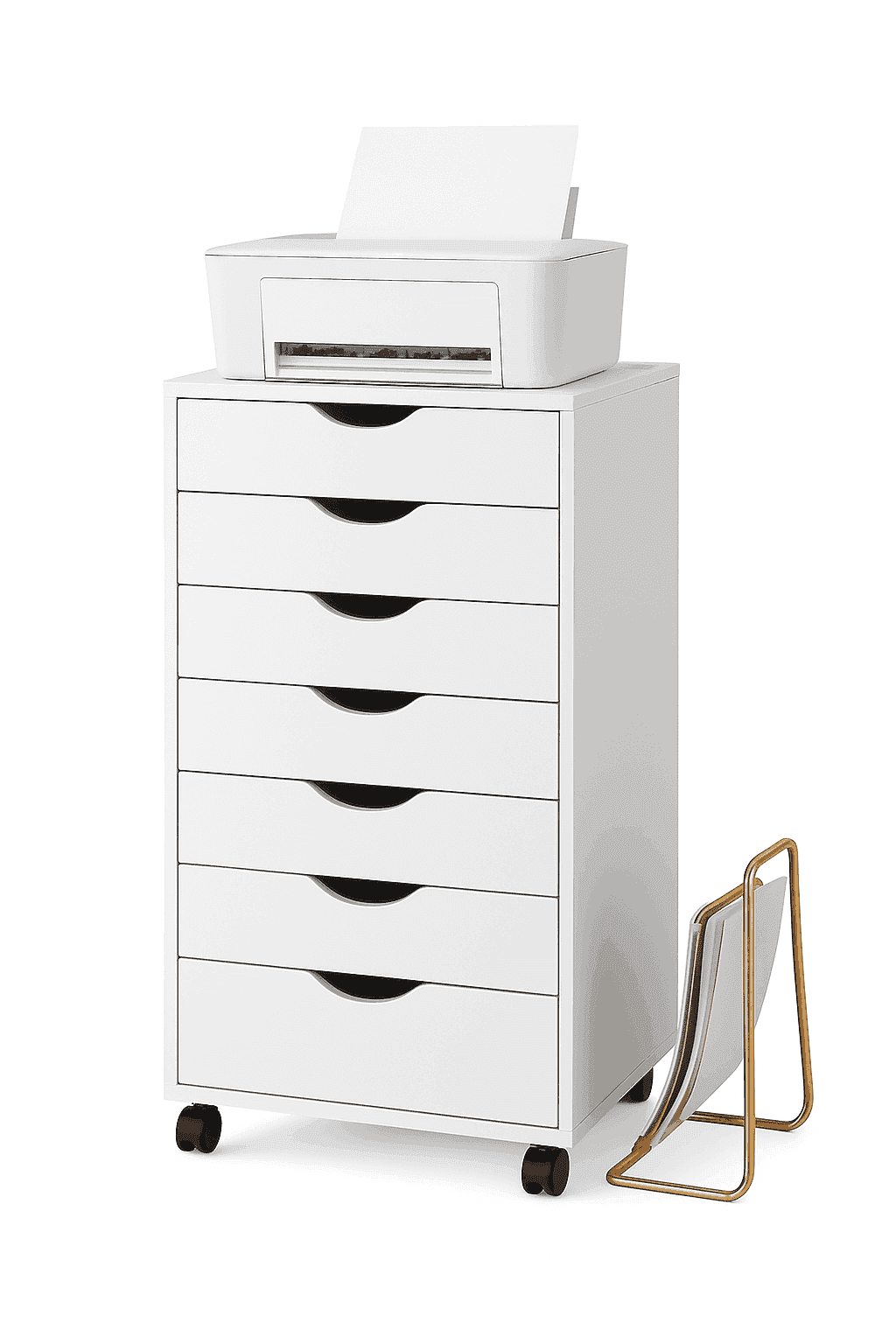 7 Drawer Rolling Storage Cabinet with Wheels Wooden Chest Organizer-WHITE / United States
