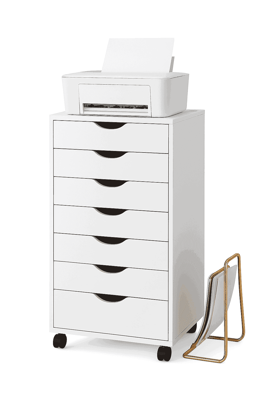 7 Drawer Rolling Storage Cabinet with Wheels Wooden Chest Organizer-WHITE / United States
