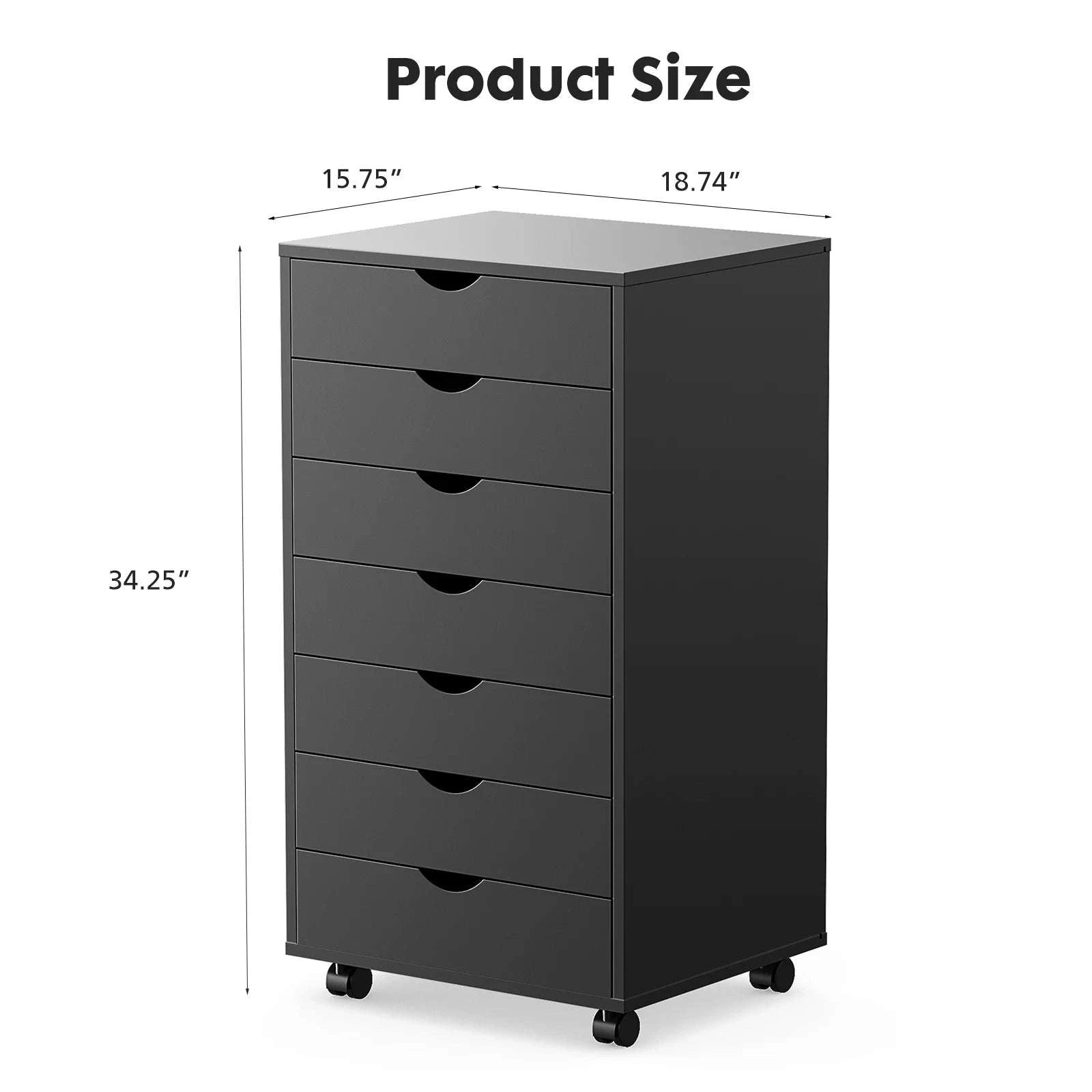 7 Drawer Rolling Storage Cabinet with Wheels Wooden Chest Organizer-WHITE / United States