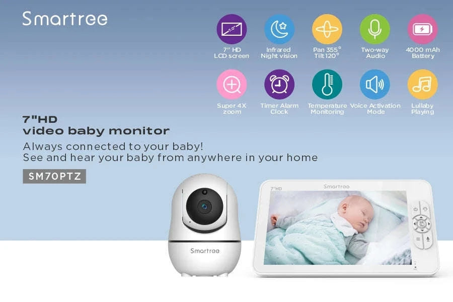 7" HD Baby Monitor with 1080P Display, Night Vision & 1000ft Range-AU / China Mainland