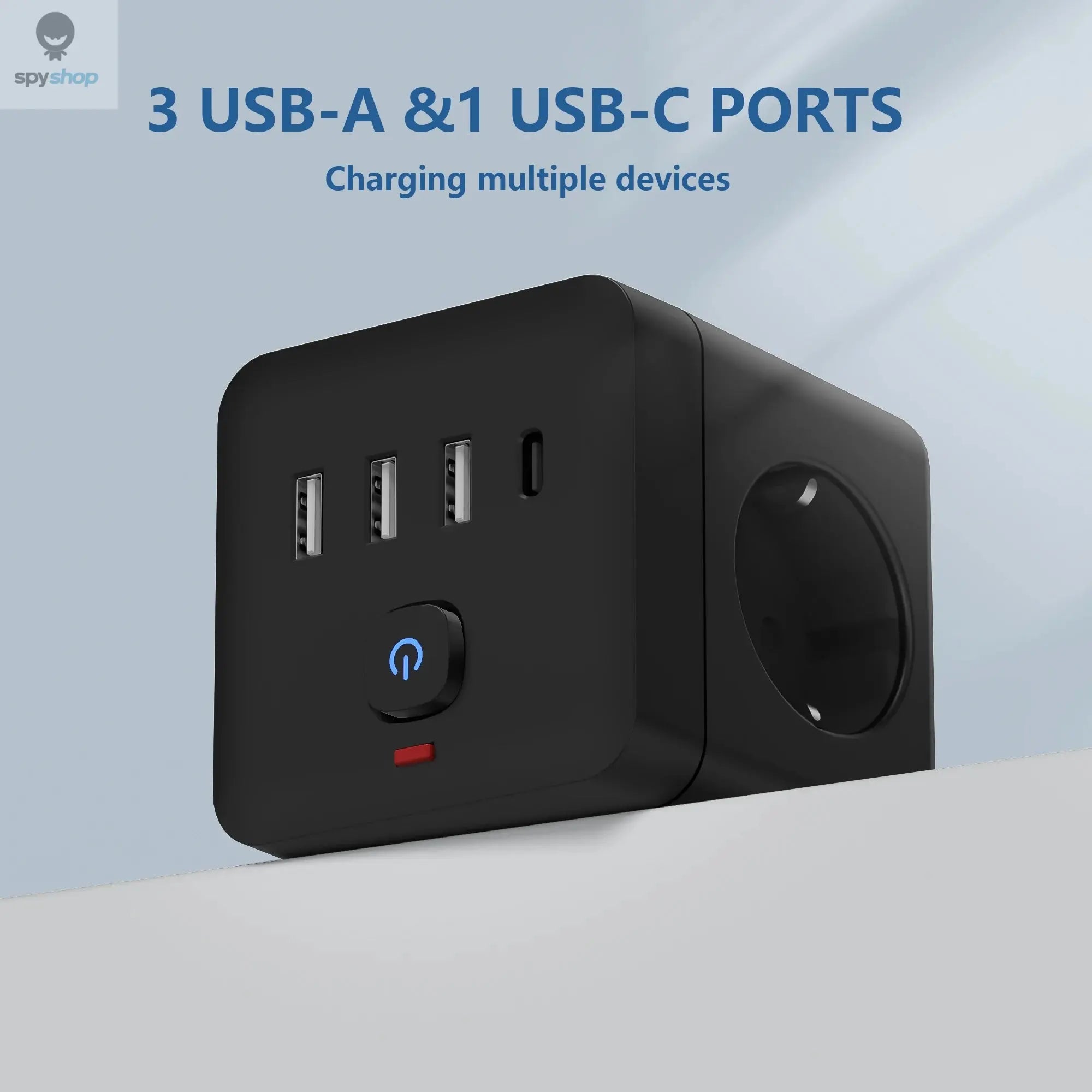 7-in-1 EU Power Strip, Power Strip Surge Protector 3 AC Outlets 3 USB 1 Type-C, Desktop Charging Station With Overload Protecti Spy-shop.com