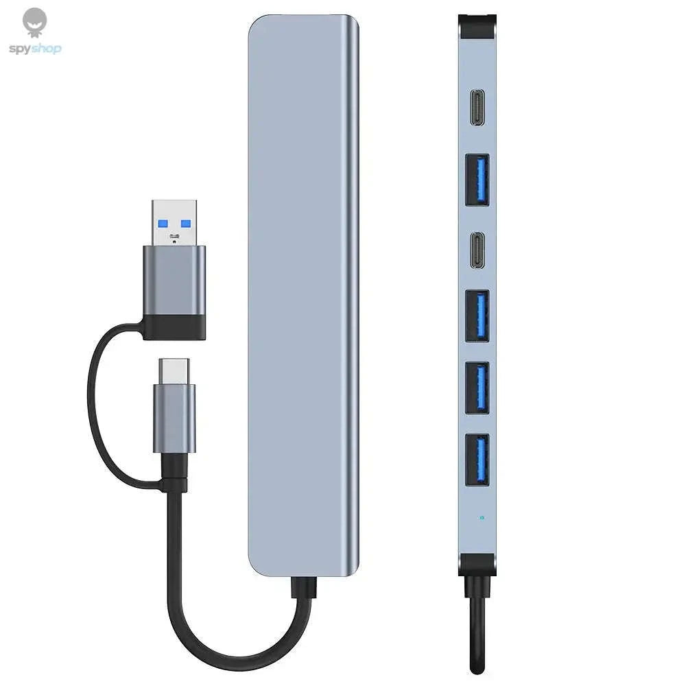 7-in-1 Aluminum USB C Hub – Sleek Multi‑Port Connectivity for Modern Devices-7 in 1 A With C