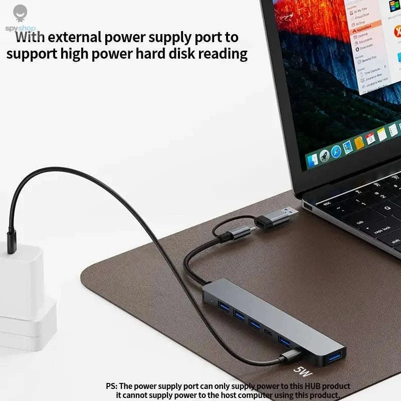 7-in-1 Aluminum USB C Hub – Sleek Multi‑Port Connectivity for Modern Devices-7 in 1 A With C