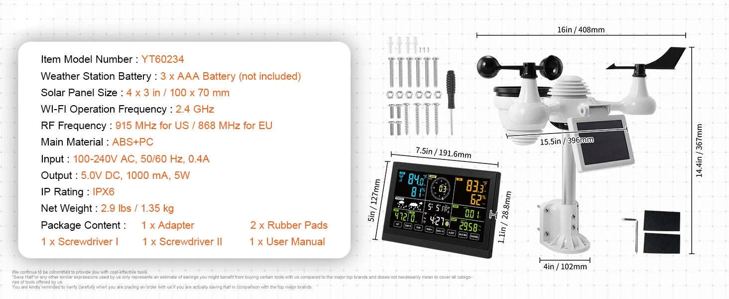 7-in-1 WiFi Weather Station with Solar Sensor & 7.5" Display-CZECH REPUBLIC