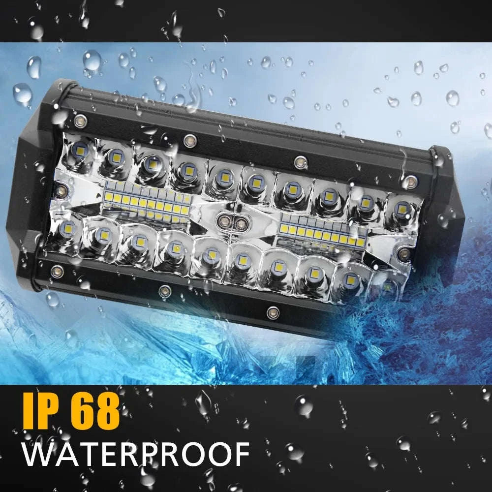 7 Inch 120W LED Work Light Bar 2-Pack Combo Beam 12V-24V IP68-7inch