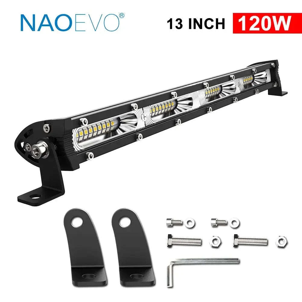 7 Inch 120W LED Work Light Bar for 12V/24V Vehicles-Flood-8IN-Y