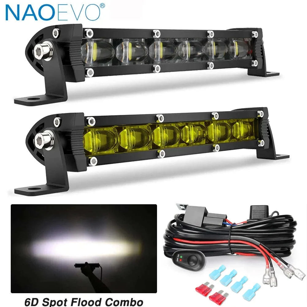 7 Inch 120W LED Work Light Bar for 12V/24V Vehicles-Flood-8IN-Y