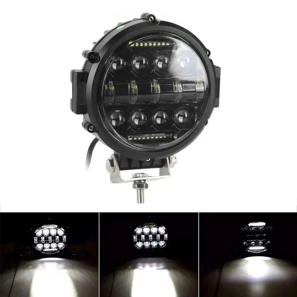 7 Inch 60W Round LED Work Light with DRL, High/Low Beam, IP68-white 2pcs