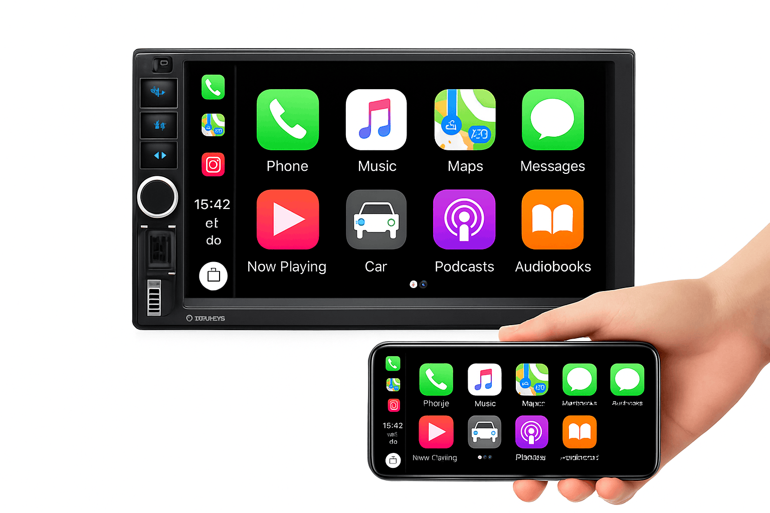 7 Inch Car Radio with CarPlay and Android Auto-7 inch 12 LED Mic / UNITED KINGDOM