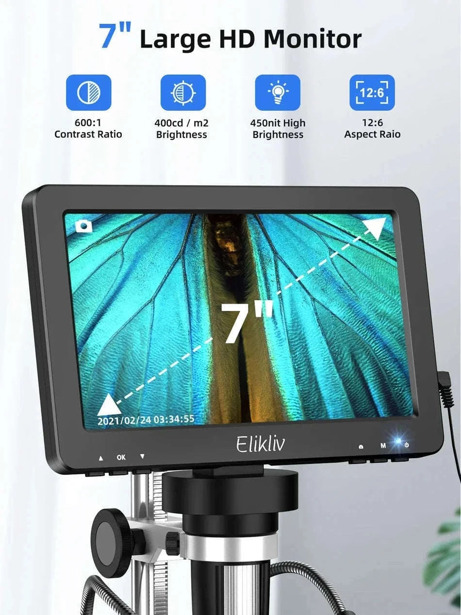7 Inch Digital Microscope 50X-1200X HD LCD for PCB Electronics Soldering-United Kingdom