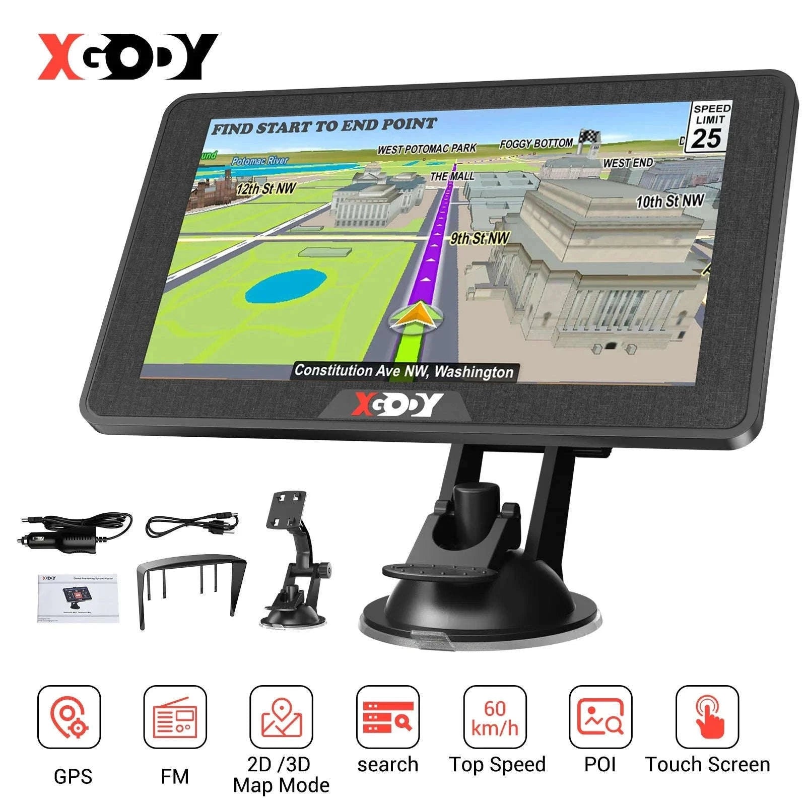 7-Inch GPS Navigation for Cars, Trucks and Buses with Europe Maps-7" / Europe / Germany