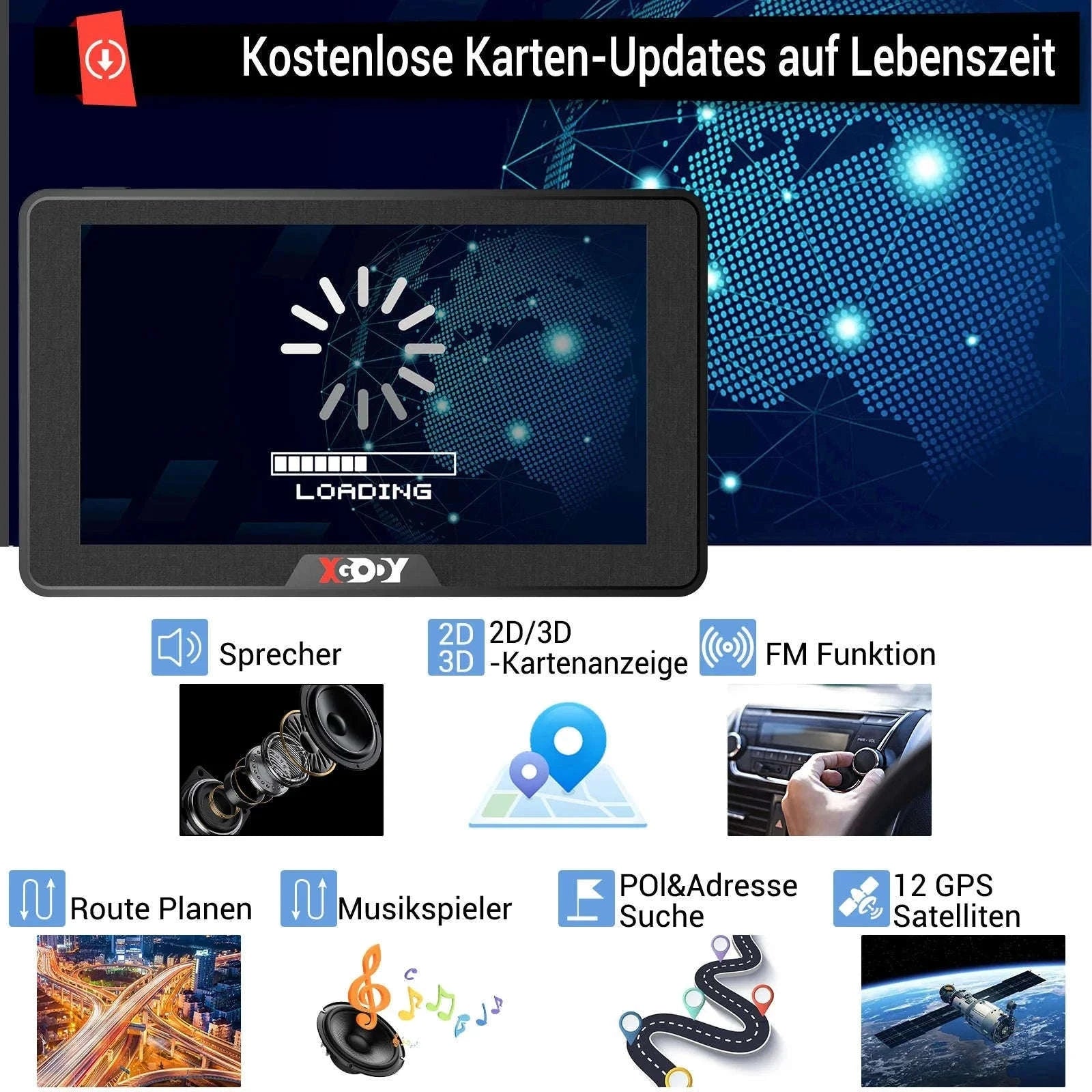 7-Inch GPS Navigation for Cars, Trucks and Buses with Europe Maps-7" / Europe / Germany