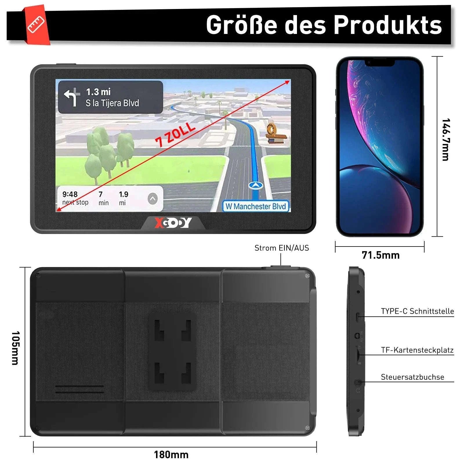 7-Inch GPS Navigation for Cars, Trucks and Buses with Europe Maps-7" / Europe / Germany