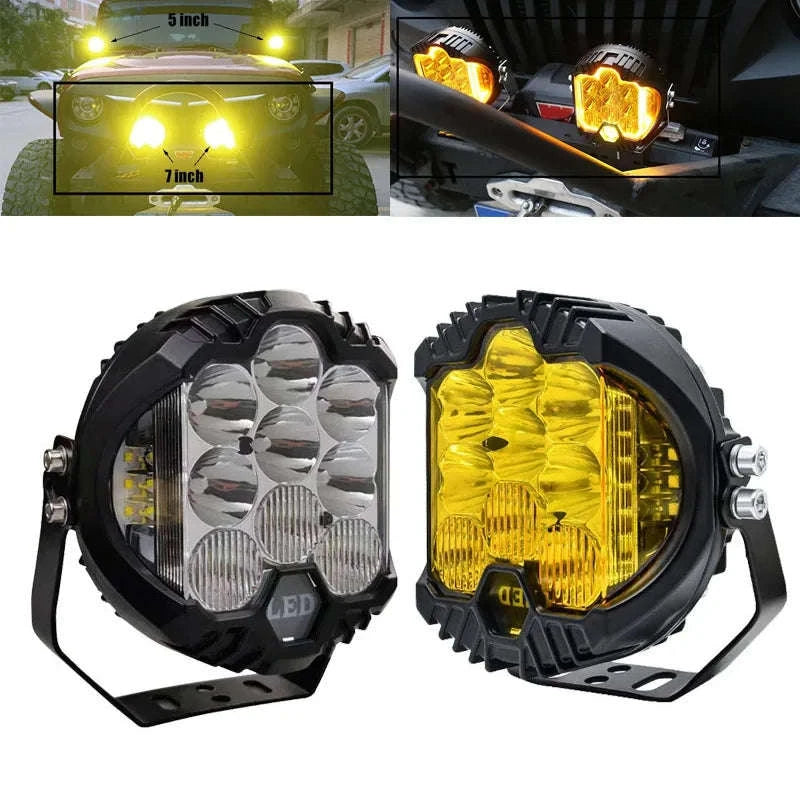 7 Inch LED Combo Driving Lamp for Off-Road Vehicles-2pcs-yellow-5inch