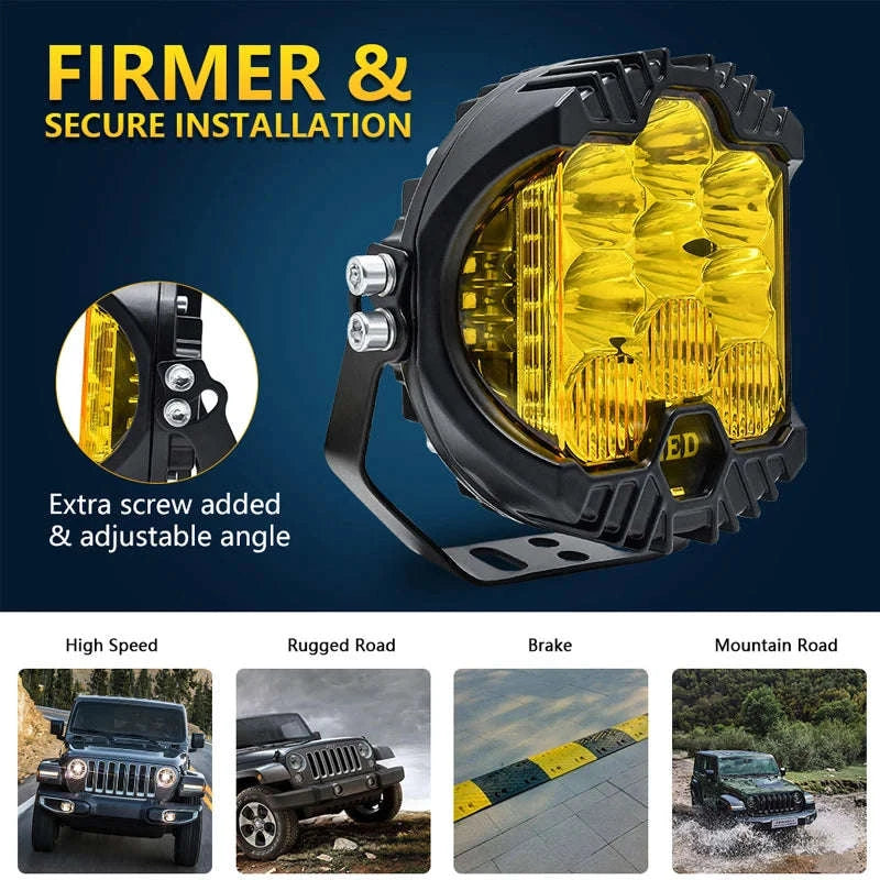 7 Inch LED Combo Driving Lamp for Off-Road Vehicles-2pcs-yellow-5inch