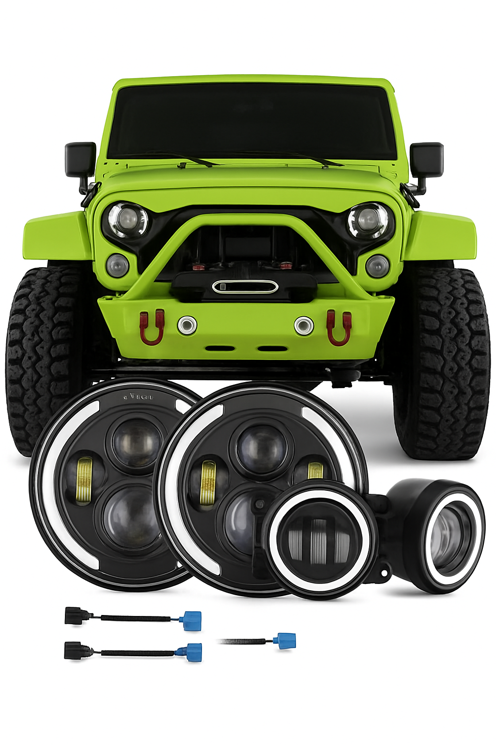7 Inch LED Headlight Halo Ring with Hi/Lo Beam, Angel Eyes DRL and Amber Turn Signal