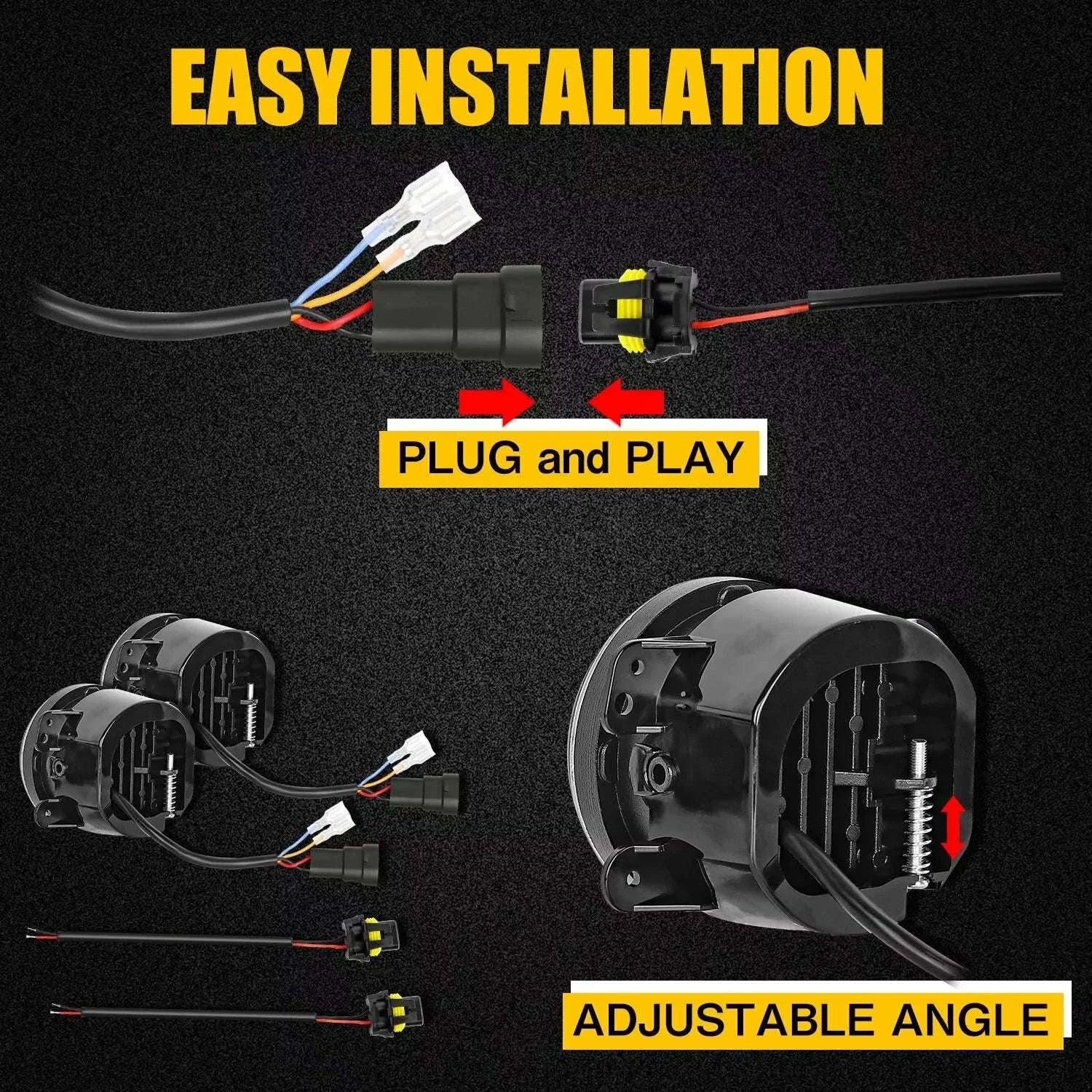 7 Inch LED Headlight Halo Ring with Hi/Lo Beam, Angel Eyes DRL and Amber Turn Signal-1pc 7inch headlight