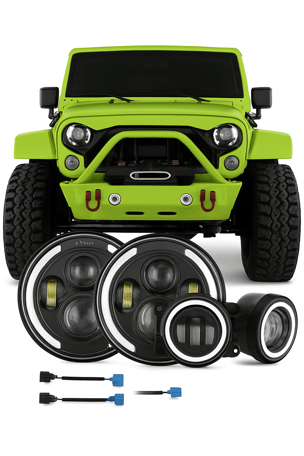 7 Inch LED Headlight Halo Ring with Hi/Lo Beam, Angel Eyes DRL and Amber Turn Signal-1pc 7inch headlight