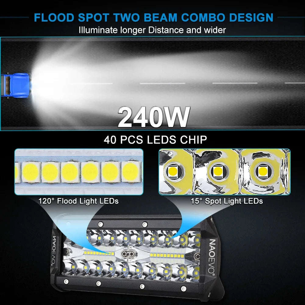 7 Inch LED Light Bar 240W Combo Beam Work Light-Bracket B