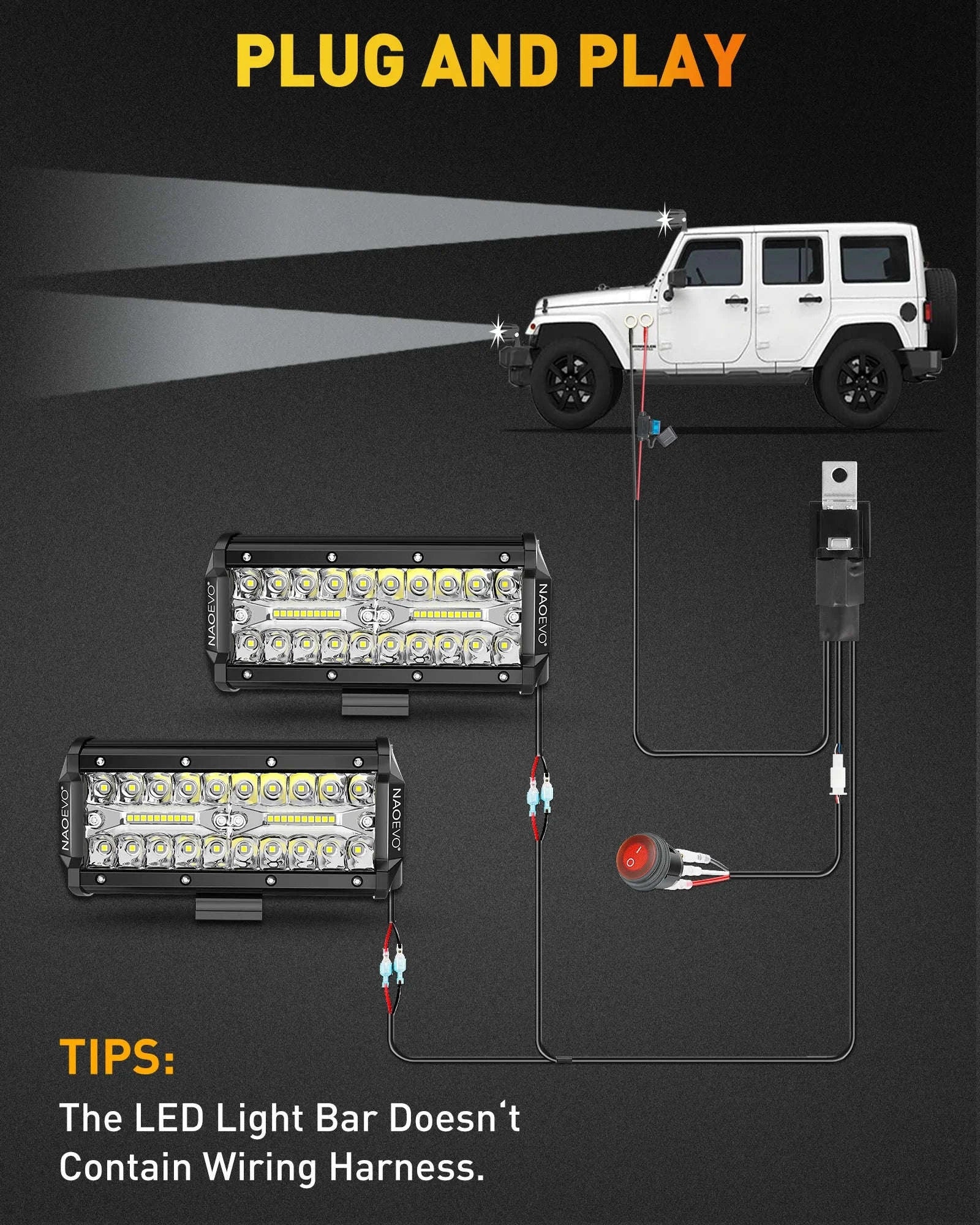 7 Inch LED Light Bar 240W Spot Flood Combo Waterproof Work Light-7inch Work Light