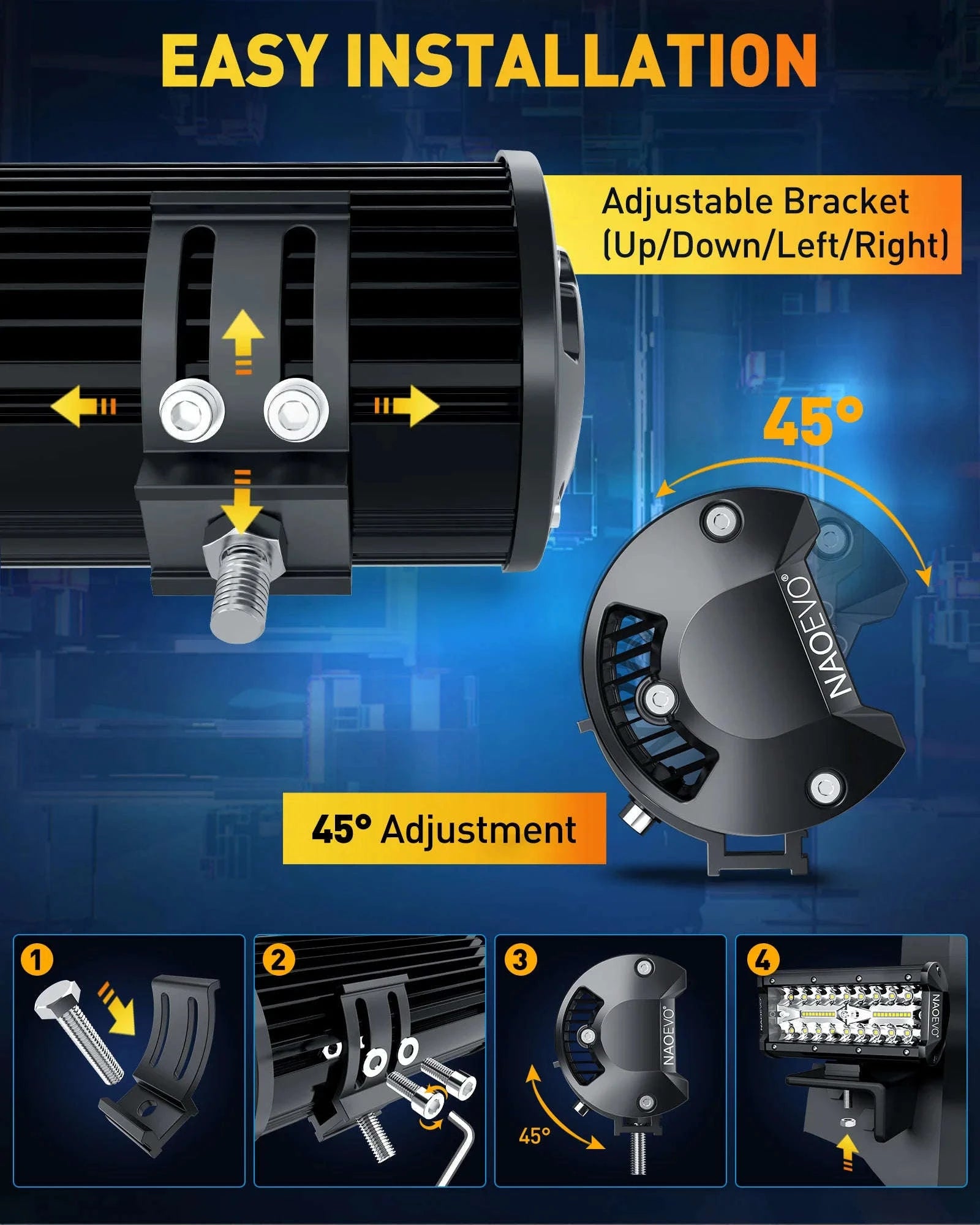 7 Inch LED Light Bar 240W Spot Flood Combo Waterproof Work Light-7inch Work Light