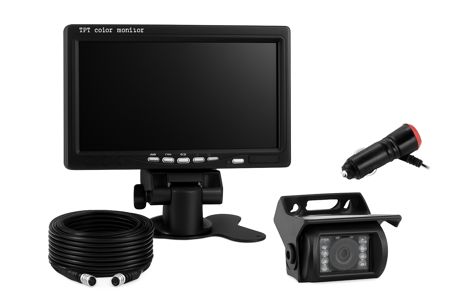 7 Inch TFT LCD Backup Parking Monitor with Night Vision Rear View Camera System
