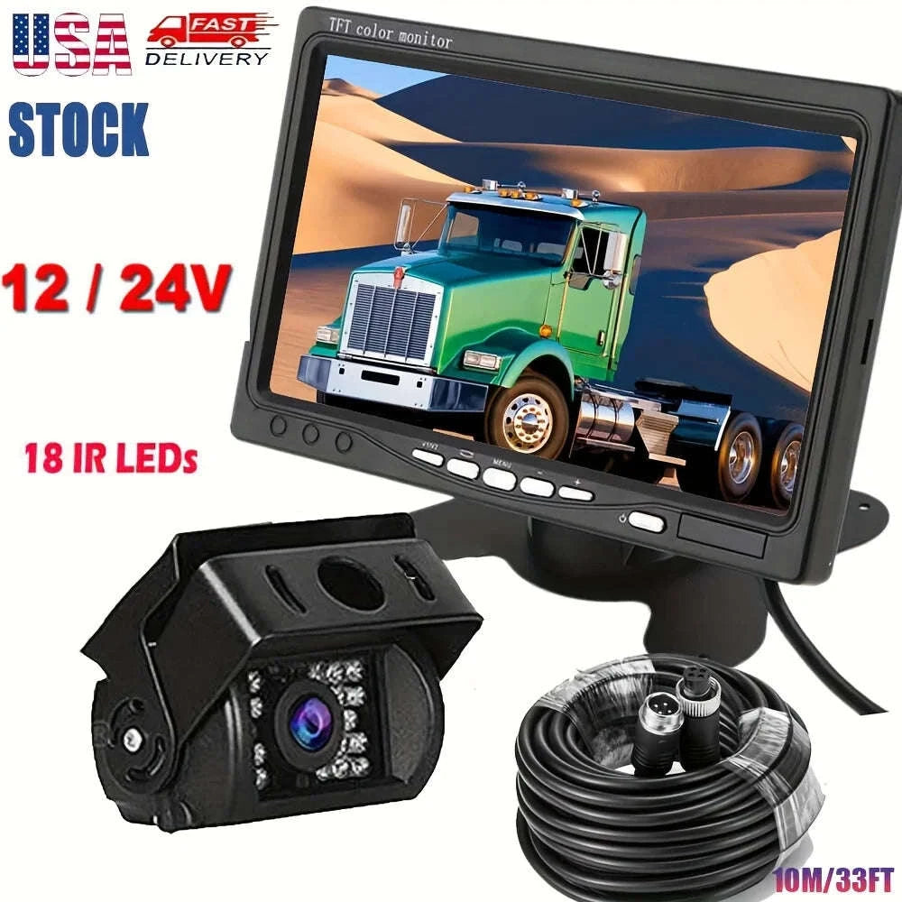 7 Inch TFT LCD Backup Parking Monitor with Night Vision Rear View Camera System-Default Title