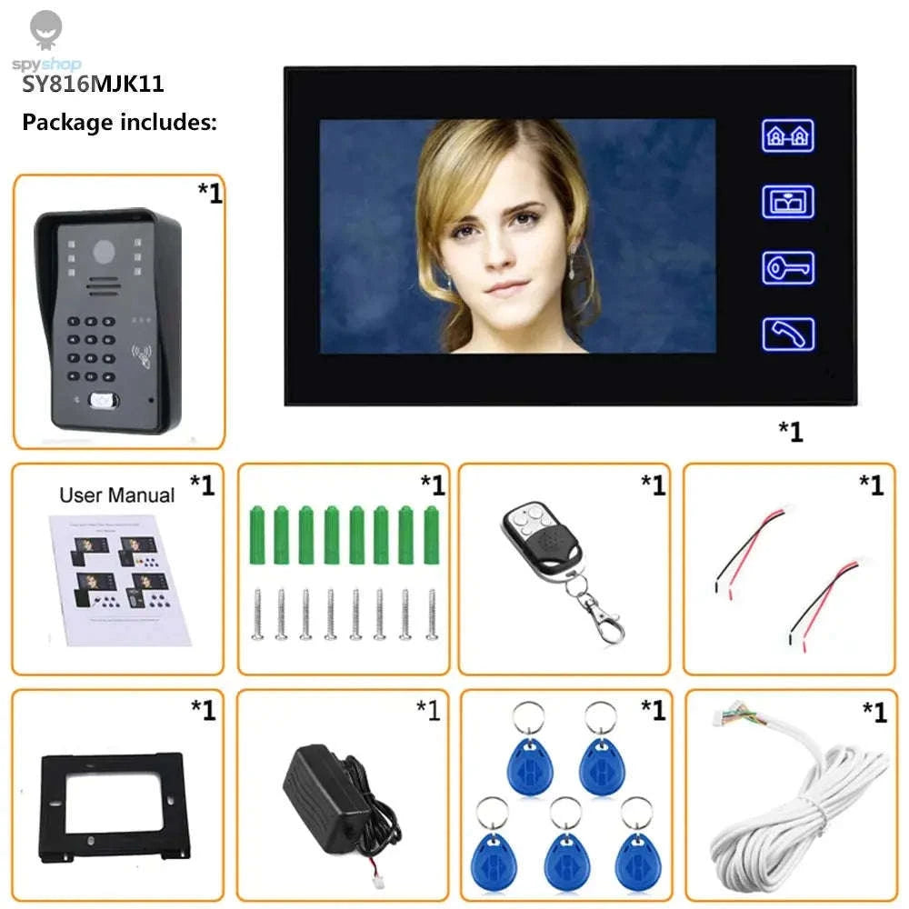 7-Inch Video Door Phone Intercom System – RFID Access, Night Vision, Wired Security-SY816MJK12 / Poland