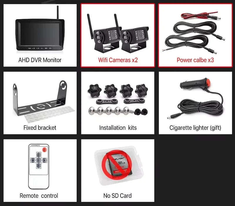 7-Inch Wireless Backup Camera Monitor with Night Vision-1 cameras add 128GB / China Mainland