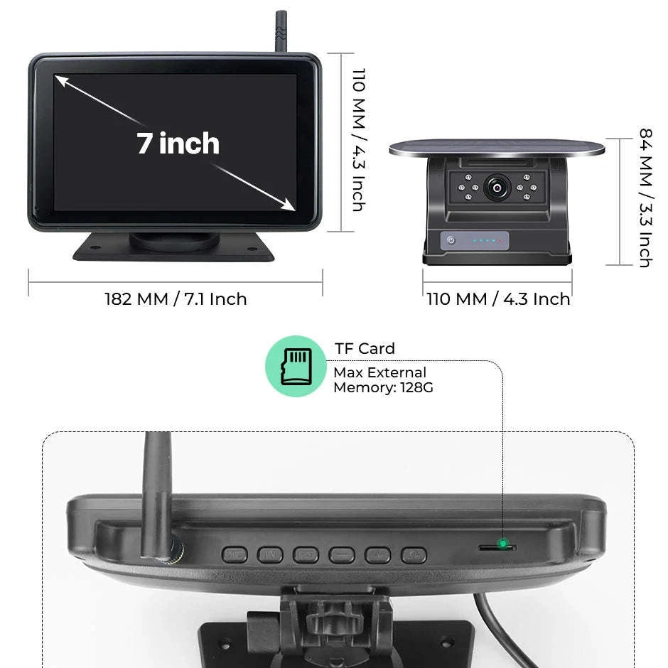 7'' Magnetic Solar Wireless DVR Camera-7Inch add 1Cam / NO SD Card