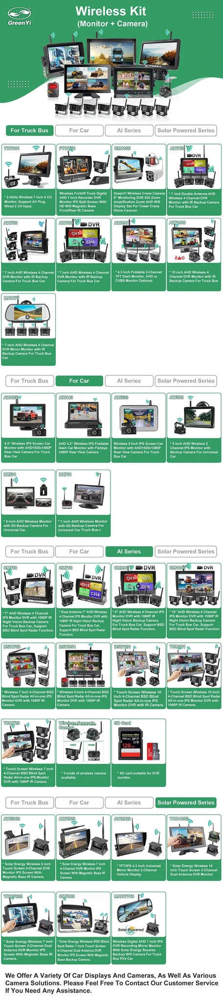 7'' Magnetic Solar Wireless DVR Camera-7Inch add 1Cam / NO SD Card