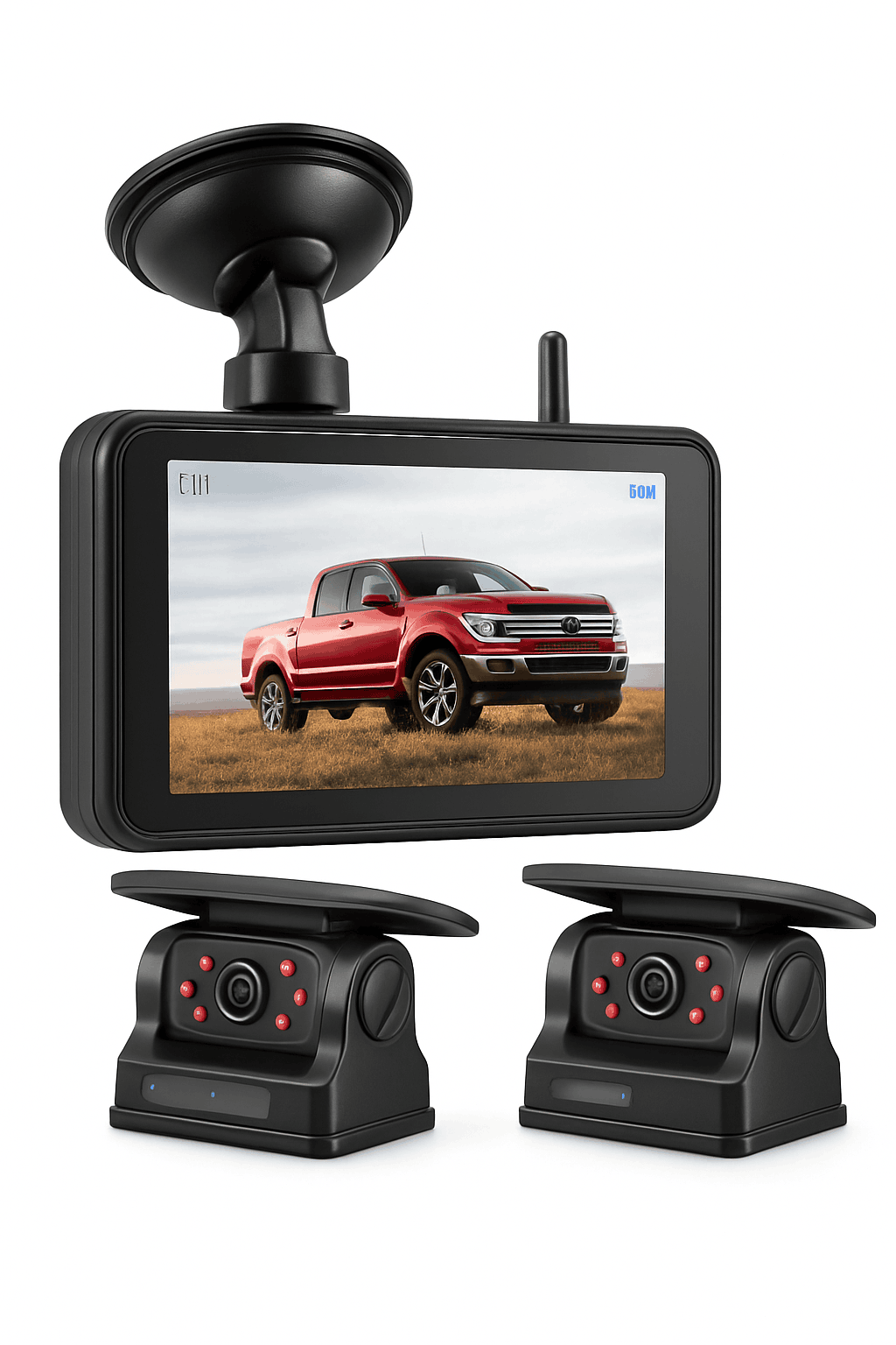 7'' Magnetic Solar Wireless DVR Camera for Safer Vehicle Visibility-7Inch add 1Cam / NO SD Card