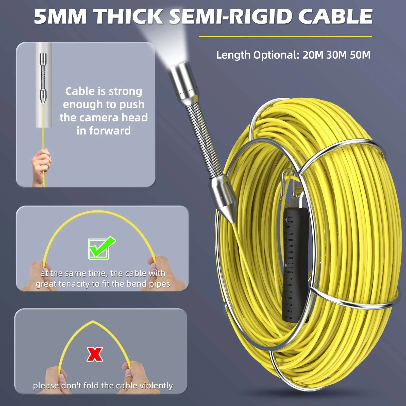 7" Sewer Camera with DVR, IP68 Waterproof Drain Inspection Camera-20M / 22mm / spain