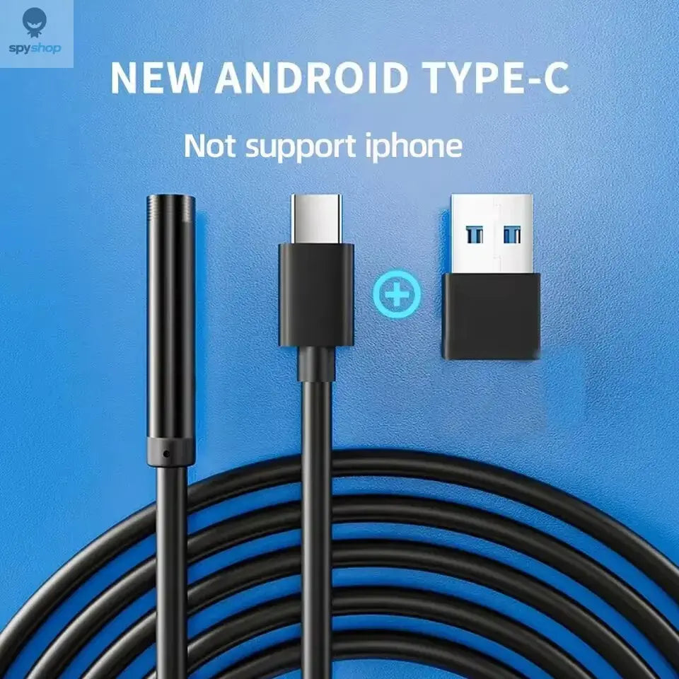 7.0MM TYPE-C Endoscope Camera IP67 Waterproof 6 LEDs Adjustable USB Android Flexible Inspection Borescope Cameras for Phone PC Spy-shop.com