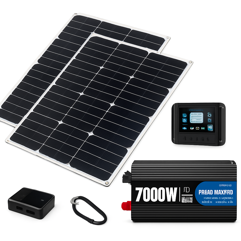Portable Solar Power Kit 7000W Peak Inverter with 600W Panels