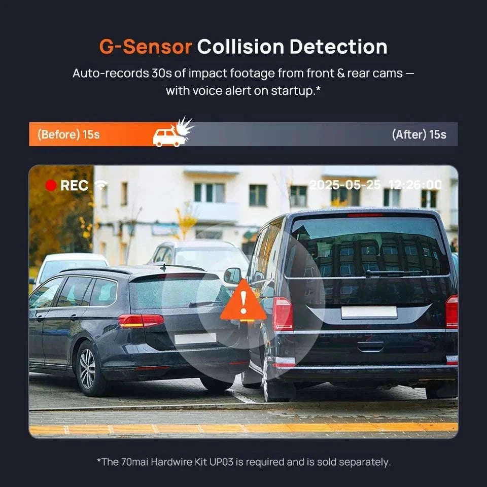 70mai A800SE 4K Dash Cam with GPS, ADAS & Voice Control-2-Channel n UP03 / Saudi Arabia / UHS-I U3 256GB