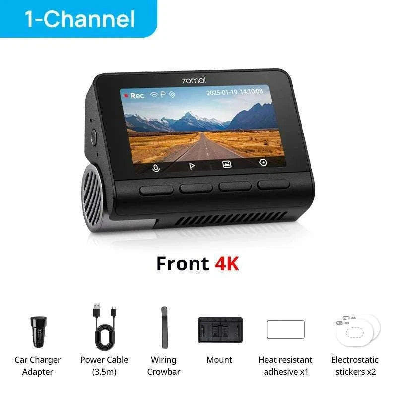 70mai A800SE 4K Dash Cam with GPS, ADAS & Voice Control-2-Channel n UP03 / Saudi Arabia / UHS-I U3 256GB