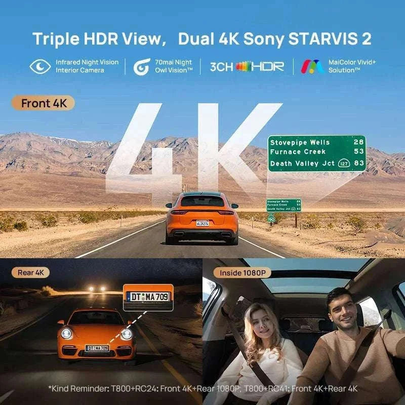 70mai T800 3-Channel 4K Dash Cam with HDR, GPS, 4G & WiFi 6-T800-41 n UP04 / Poland / UHS-I U3 512GB