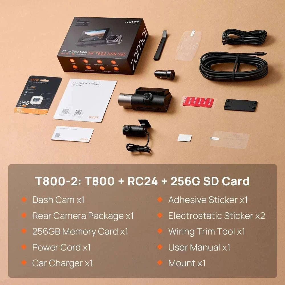 70mai T800 3-Channel 4K Dash Cam with HDR, GPS, 4G & WiFi 6-T800-41 n UP04 / Poland / UHS-I U3 512GB