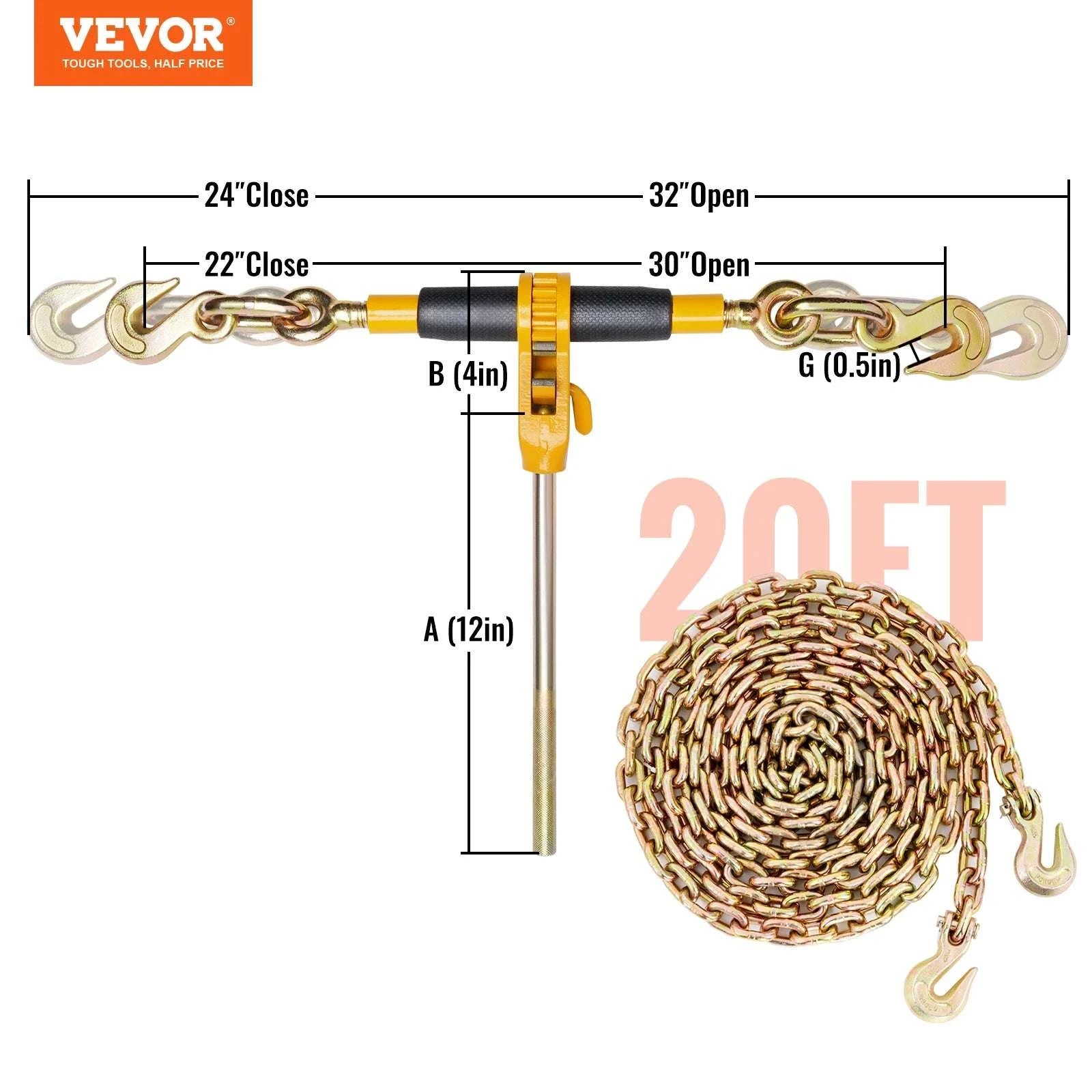 7100 lb Ratchet Chain Binder with Anti-Skid Handle for Secure Loads-4Pcs / CZECH REPUBLIC
