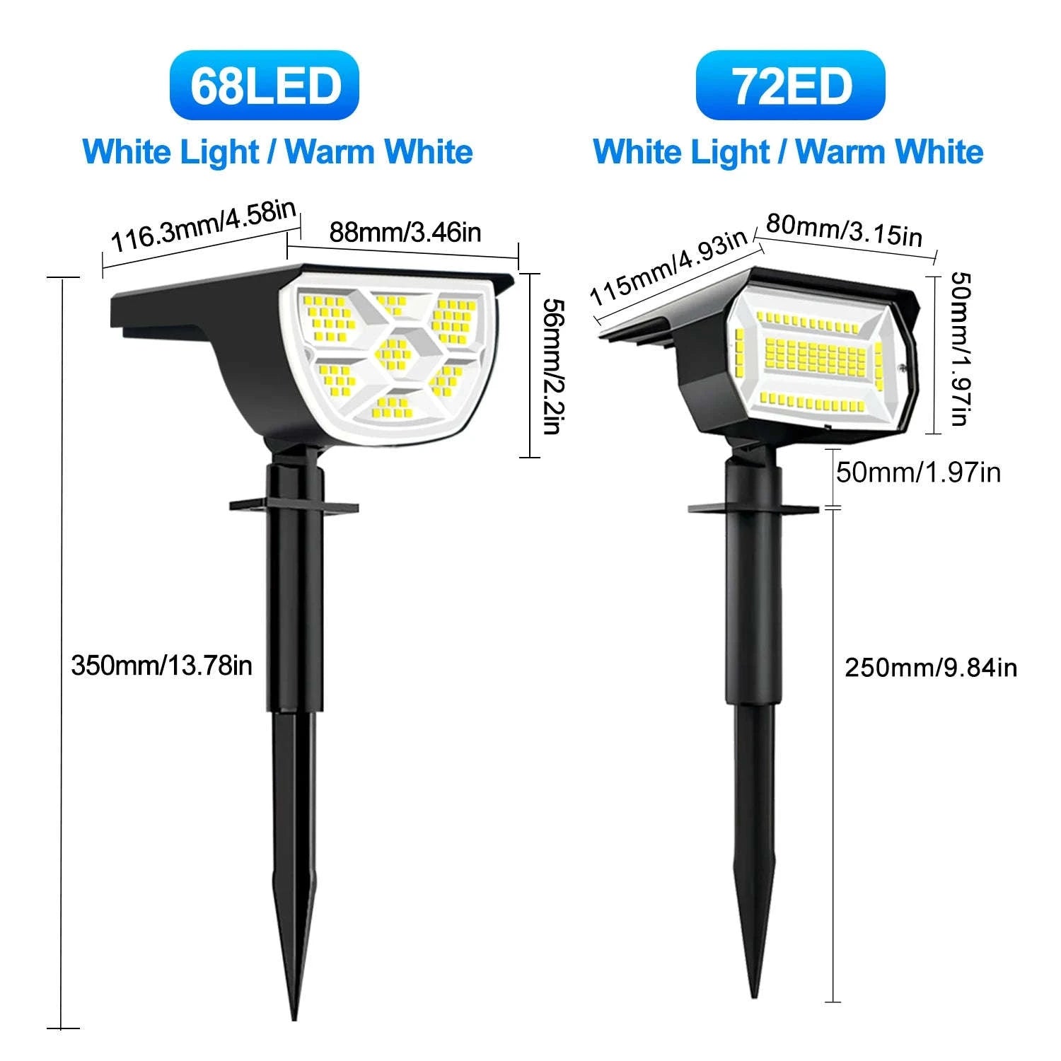 72/68 LED Solar Landscape Lights Outdoor Waterproof Spotlights-56LED Warm White / 1PC