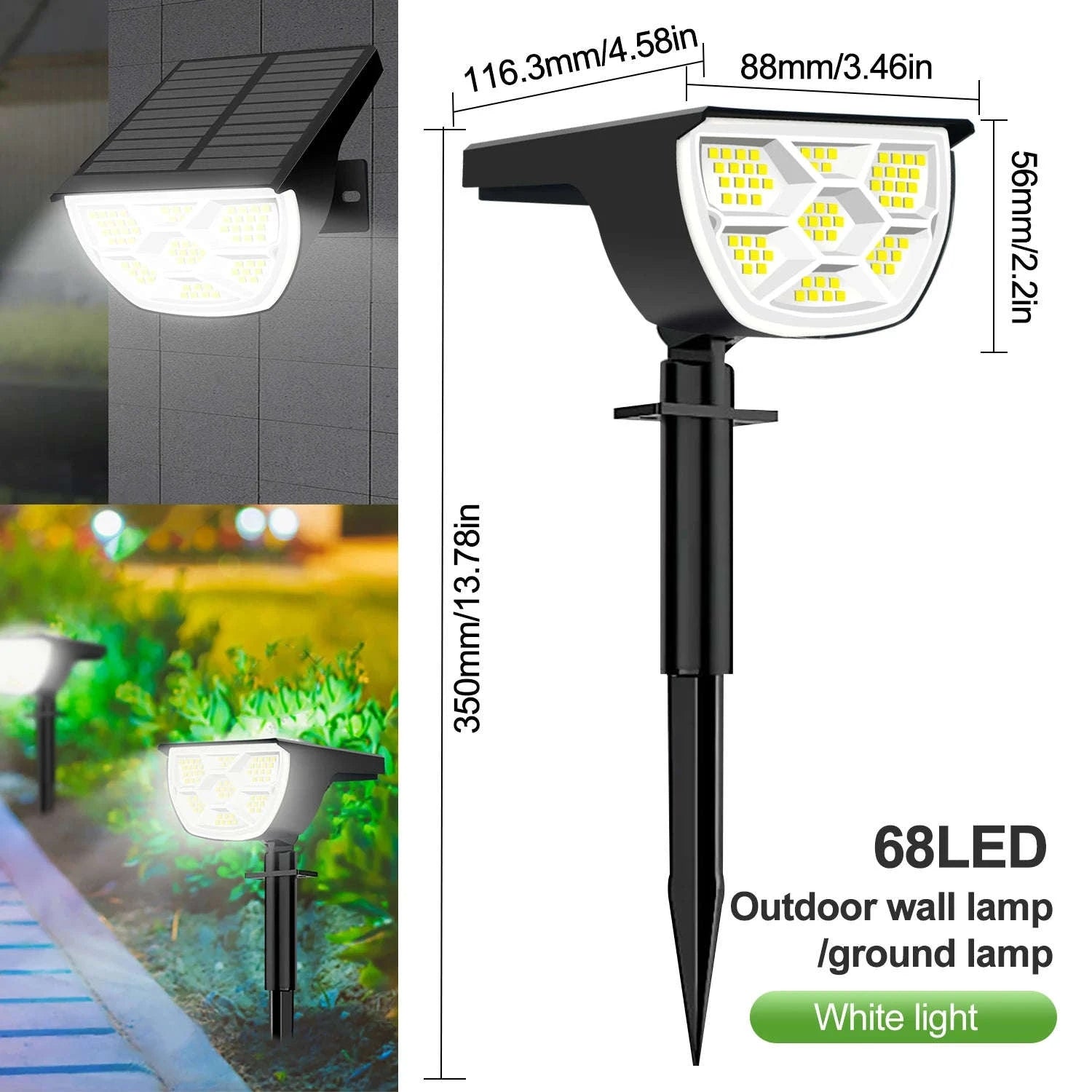 72/68 LED Solar Landscape Lights Outdoor Waterproof Spotlights-56LED Warm White / 1PC