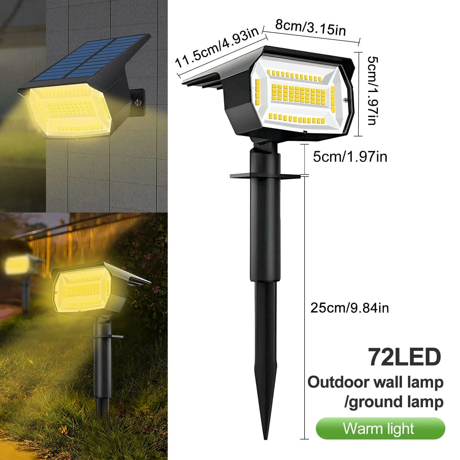 72/68 LED Solar Landscape Lights Outdoor Waterproof Spotlights-56LED Warm White / 1PC