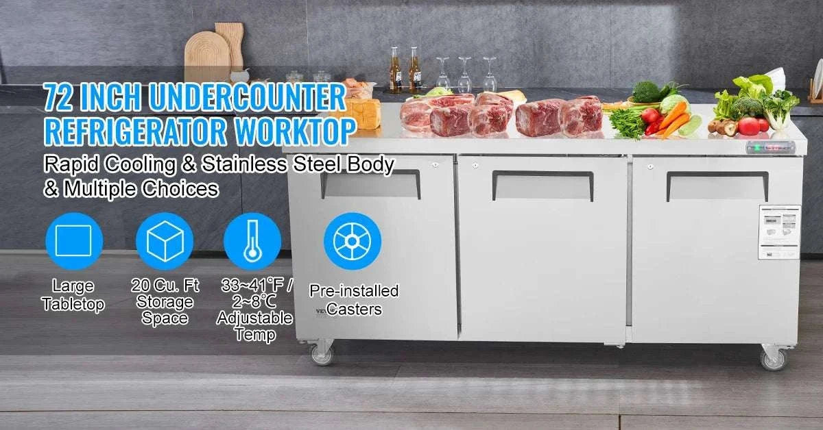 72" Commercial Sandwich Prep Table Fridge 20 Cu.Ft Stainless Steel-