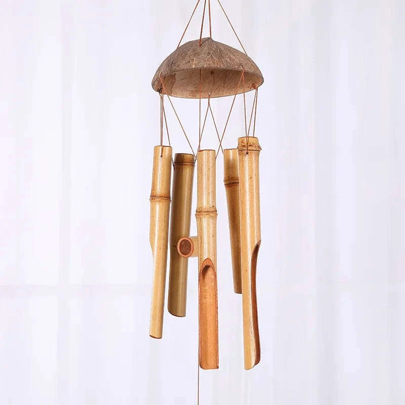 72cm Bamboo Wind Chime with Coconut Shell Design-A