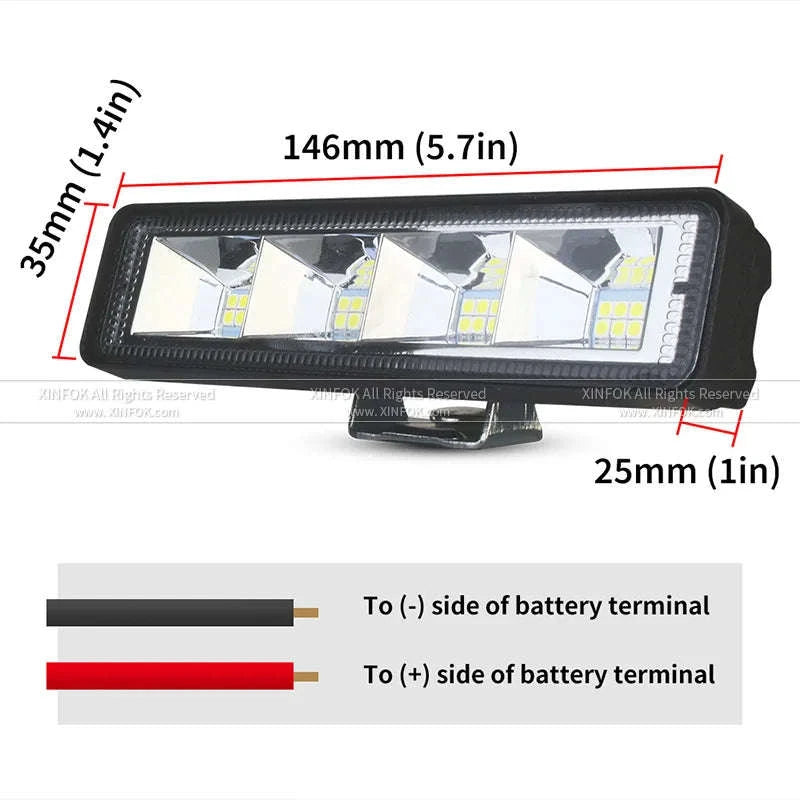 72W LED Work Light Bar 4x4 Combo Beam 12V 24V-72w 1pcs